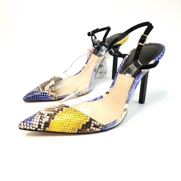 Zara Shoes - NWT Zara Skaneskin Slingback Heels Print Multicolor Strap Size 6